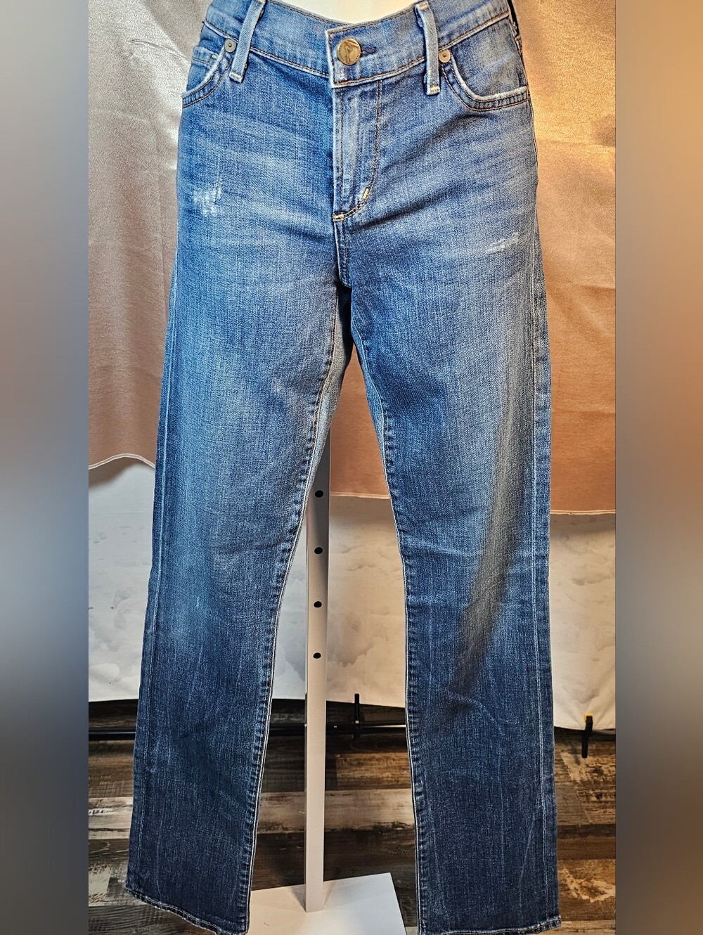 Citizens of Humanity Ava Jeans 27 Low Rise Slim Straight Leg Distressed Blue Y2K